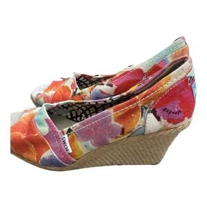 Toms Womens Calypso Corbel Classic Pump Wedge Heels Shoes Multicolor Floral 8W